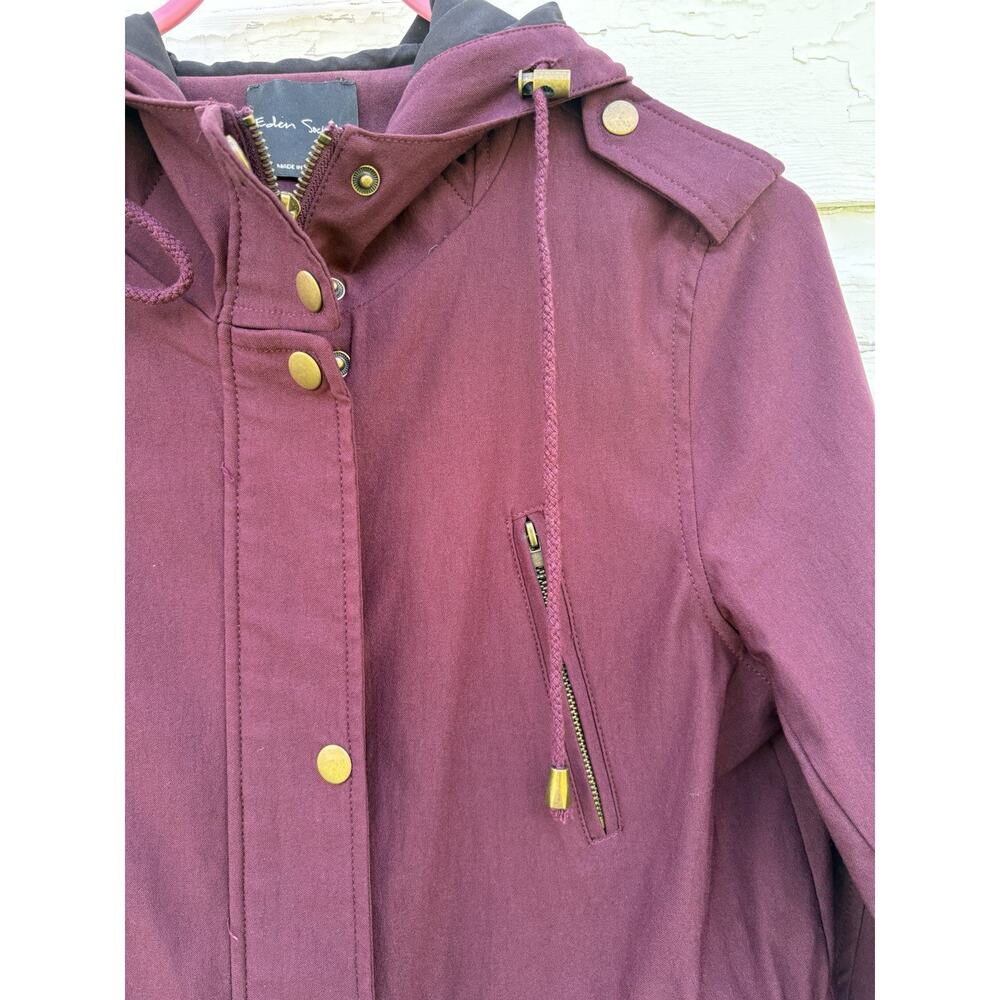 Eden Society Holly Cargo Jacket Contrast Hood Stretch Lightweight Burgundy Red S - Picture 3 of 6